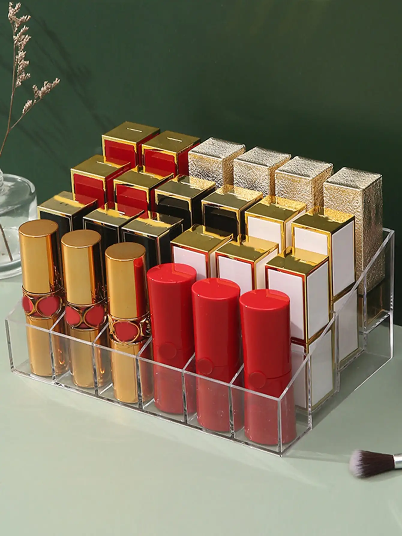 24/9 Grid Lipstick  Acrylic Box Makeup Organizer Makeup Brush Storage Box Bathroom Organizer And Storage