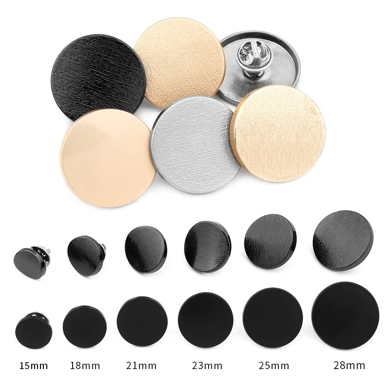 Gold Silver Black Color Round Alloy Buttons Adjustable Badge Anti-exposure Snap Buttons for Jacket Windbreaker Fastener Sewing