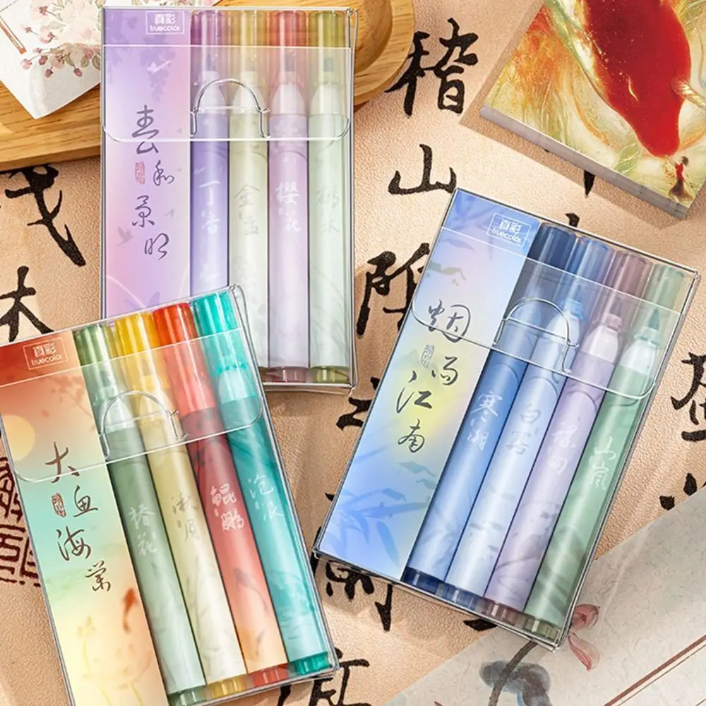 

4PCS/Set Chinese Style Highlighter Pen DIY Scrapbook Painting Writing Drawing Fluorescent Pen Painting Color Pen Students