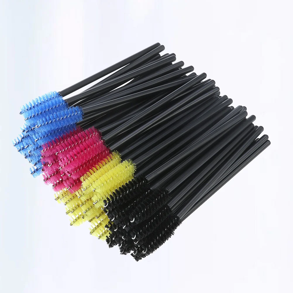 200개 일회용 속눈썹 브러쉬 나일론 플라스틱 손잡이 메이크업 도구 속눈썹 연장 마스카라 적용 마스카라