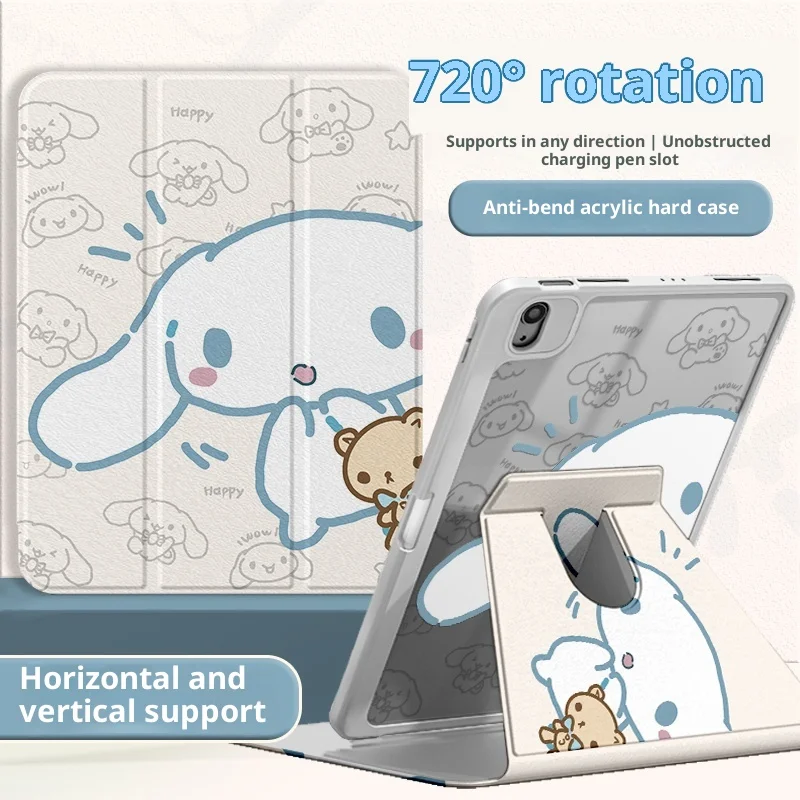 

Чехол MINISO Cinnamoroll для iPad, iPad Air3 4 5 10,9 дюйма M2 M3 Pro4 5 6 12,9 дюйма M4, защитный чехол Ipad9/10/11 A16, 11 дюймов, чехол для планшета