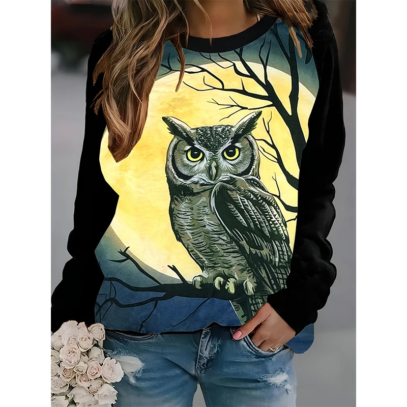 New Owl Animal 3D Print Sweatshirts Autumn Winter Women Casual Long Sleeve Hoodies Y2k Streetwear Pullovers Tops Female Clothing