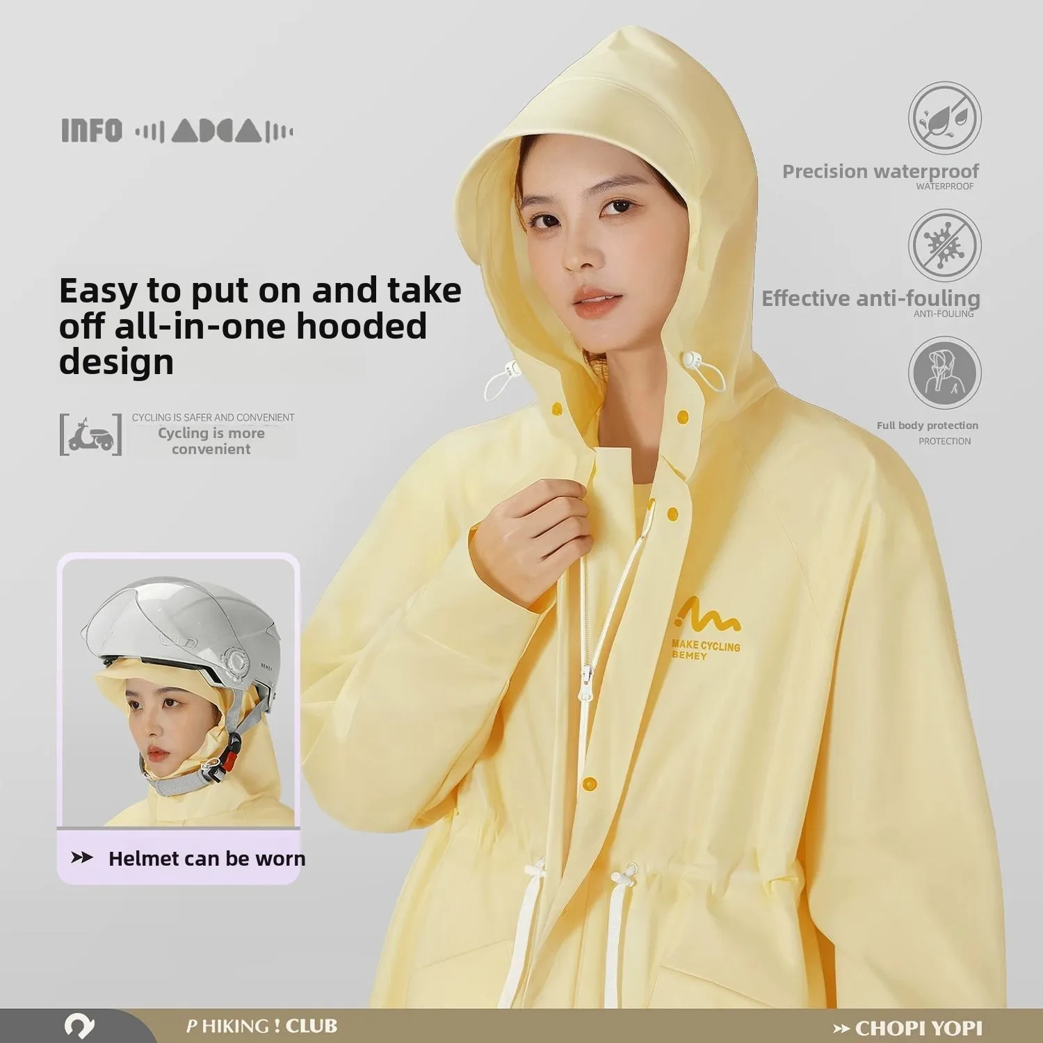 

Adult Female Anti-Storm Raincoat Electric Vehicle Thick Waterproof Long Rain Poncho Single Use Outdoor Daily Trip