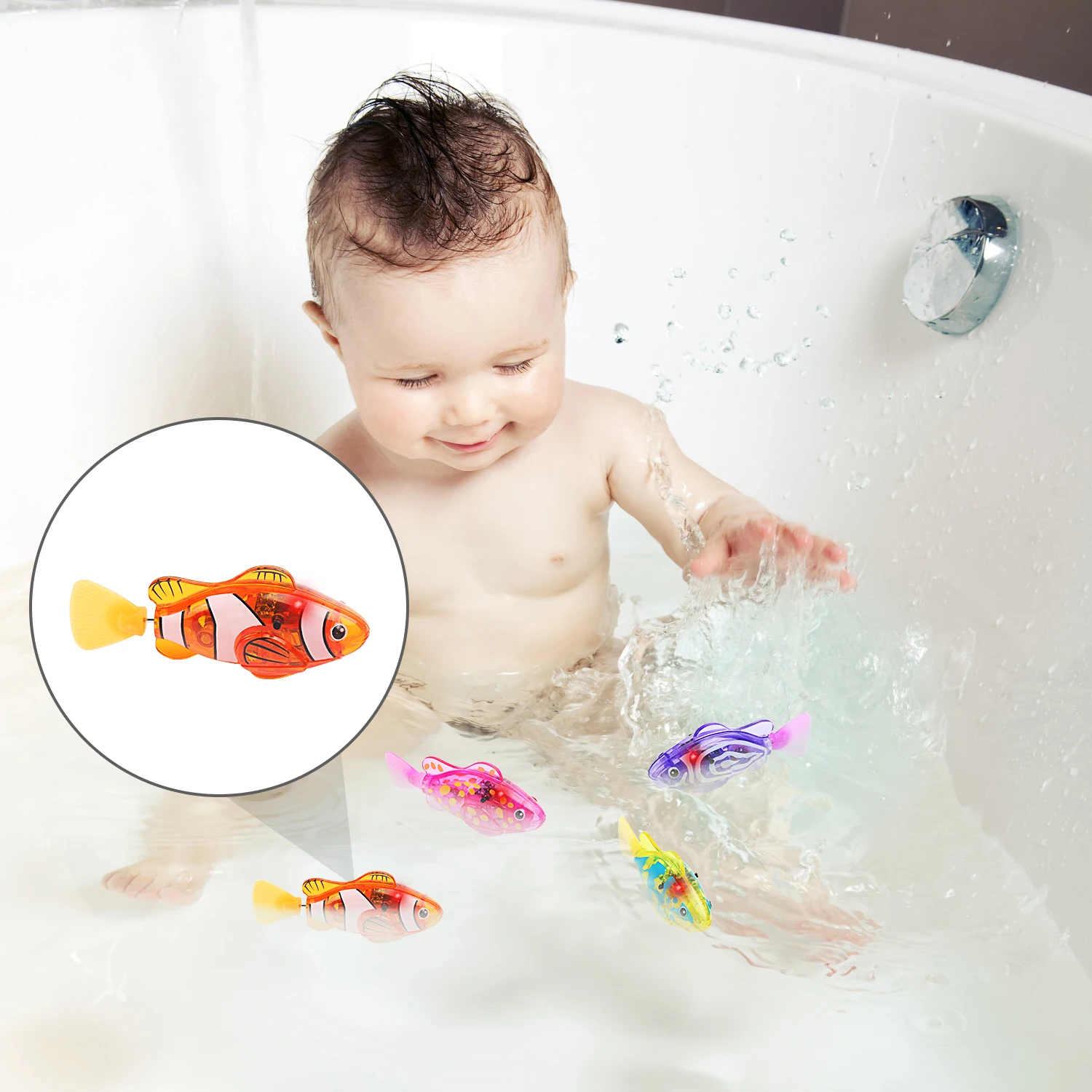 Baby Shower Luminous Induction Electric Fish Playing in Water Toy, Simulated Electronic Fish for Luminous Swimming