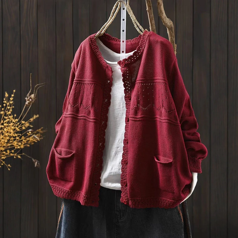 

Женский повседневный свитер с длинным рукавом, Новое поступление, осень 202, простой стиль, с круглым вырезом, однотонные свободные женские вязаные кардиганы T738