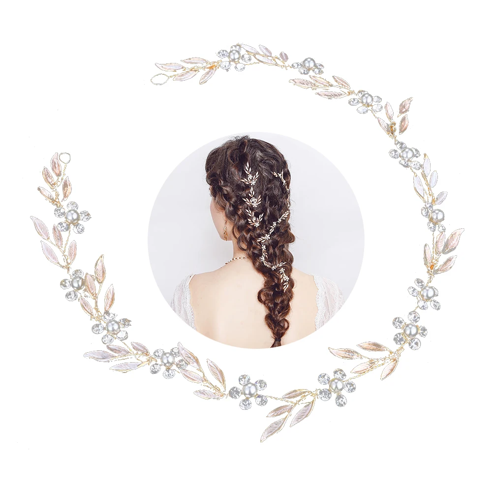 

Leaf Hair Vine Bridal Headband Elegant Crystal Wedding Headdress Accessories Lightweight Comfortable Occasions