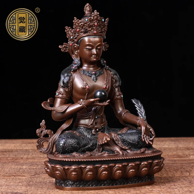 brass Jizang King Bodhisattva bronze statue ornament, Tibetan Jizang King sitting Buddha statue home offering handicrafts