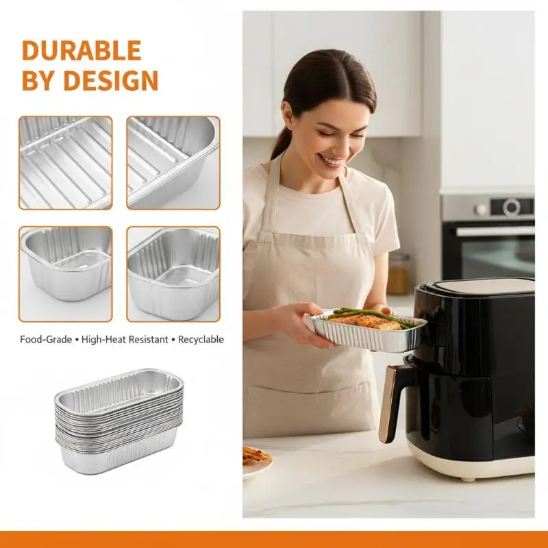 New 10/30Pcs Disposable BBQ Pans Aluminum Foil Air Fryer Baking Tray Tin Foil Pans Box Kitchen Grilling Tray For Air Fryer Tray