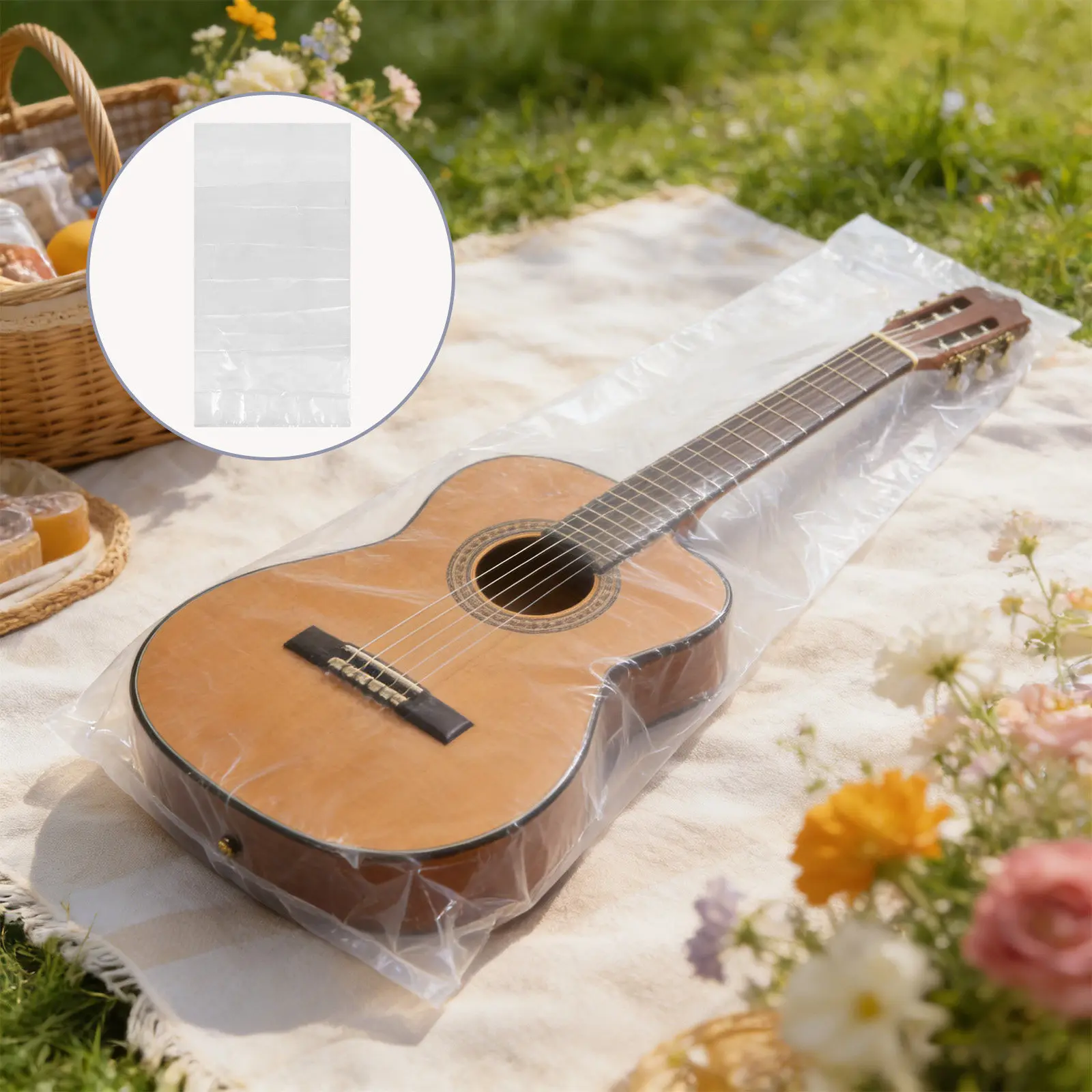 3Pcs Transparent Plastic Guitar Cover Bag Waterproof Dust Proof Protector Sleeve for Acoustic Electric Guitar Bass Storage Case