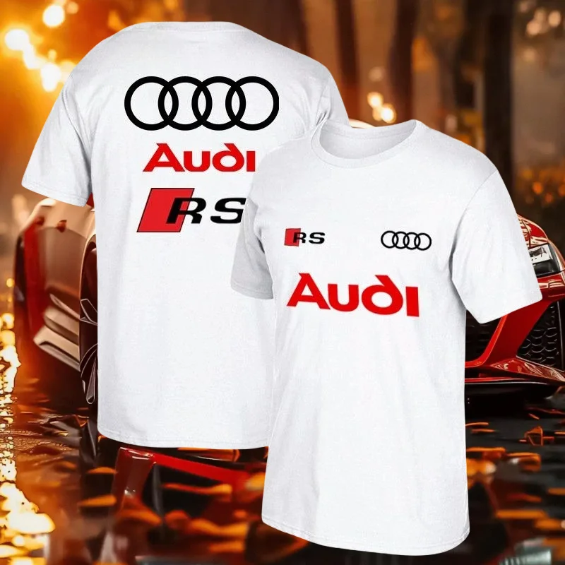 

2025 новая популярная мужская спортивная трендовая городская футболка Audi Racing с короткими рукавами, удобная и дышащая мужская футболка MOTO