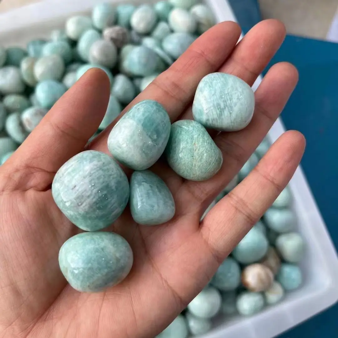 

1000g/bag Wholesale best quality amazonite tumbled gemstone polished crystal tumble stones for decoration size 20-30mm