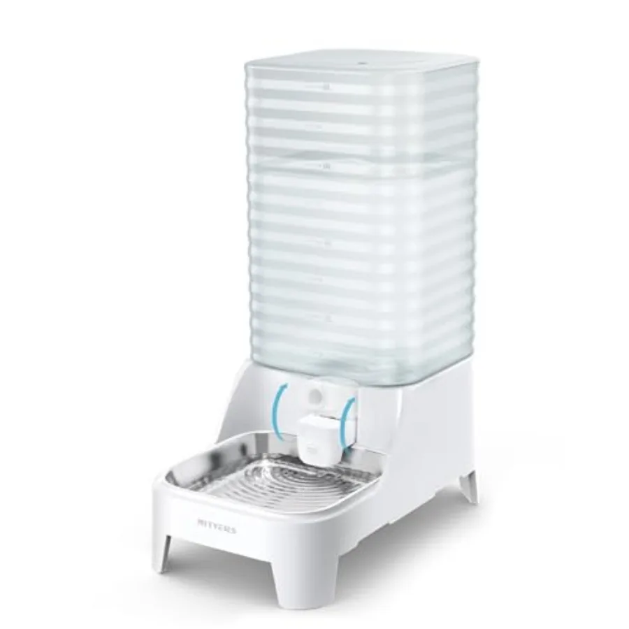

Automatic Dog Water Bowl Dispenser with Patented Faucet - Large Gravity Cat Water Dispenser with Filter and Adjustable Base Wid