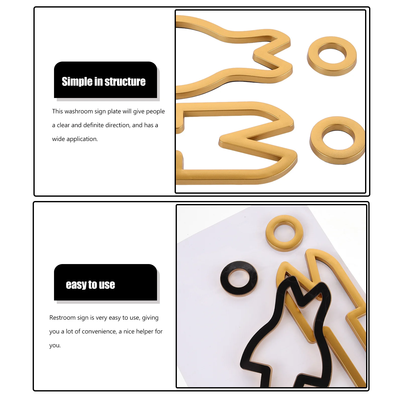 

1Set Metal Toilet Sign Restroom Identification Plate Bathroom Door Decor Chic Easy Use Hotel Public Restroom Sign