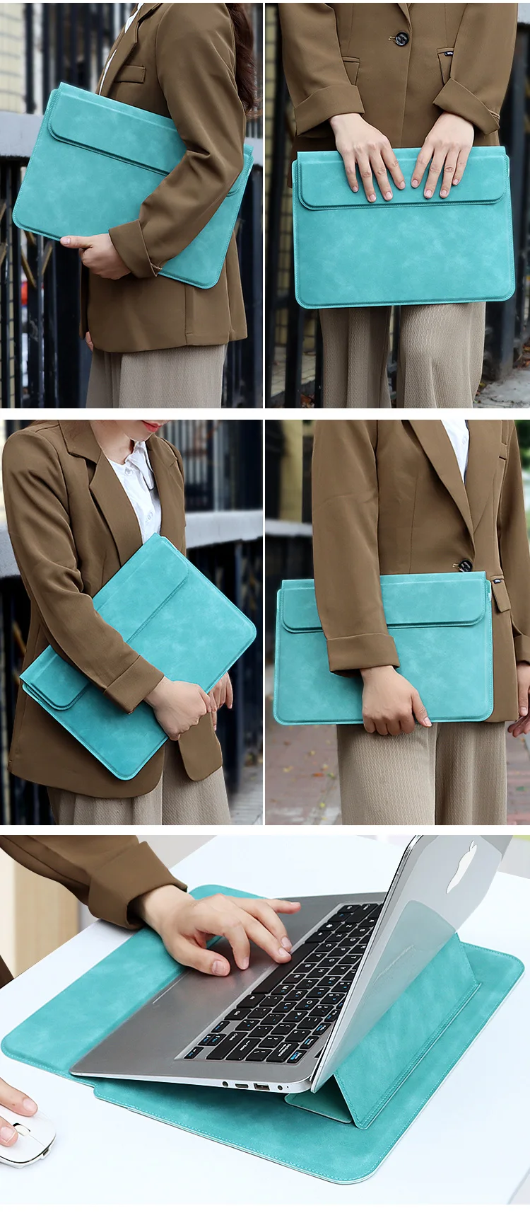 PU Leather Laptop Sleeve Bag For Macbook Air Pro 13 15 16 Case Notebook Cover For 13.3 14 15 15.6 inch Redmi Huawei Dell HP ASUS