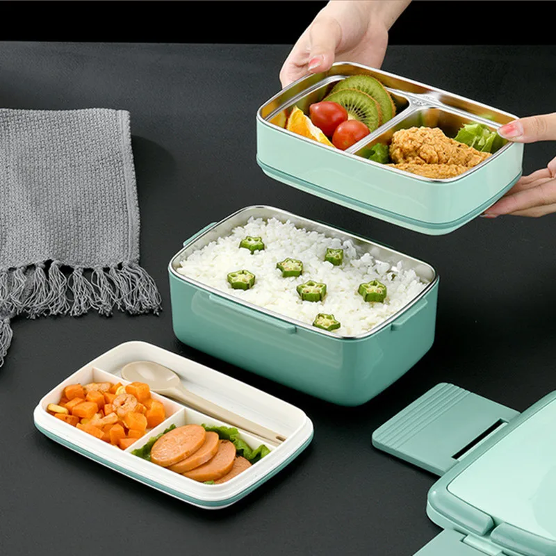 Single/Double Layer Leak-proof Food Lunch Box Thermo Insulation Bento with Handle Dinner Storage Container for Camping Picnic