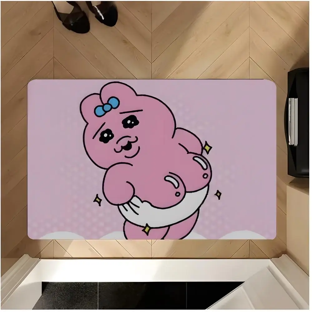 Floor Mat Non Slip Washable Flannel Doormat Water Absorbent Indoor Floor Carpet Rug Mascot Cute O-Opanchu Usagi