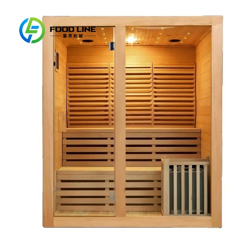 Modern Solid Wood Wet Steam Sauna Computer Control 3 Person for Commercial Use Custom
