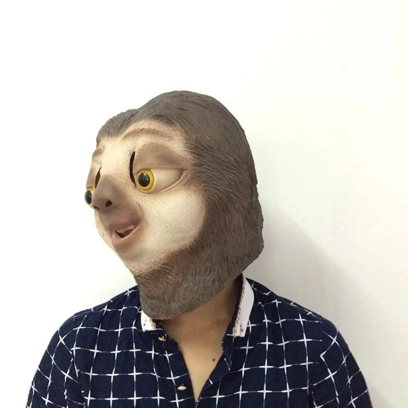 

Halloween Props Crazy Zootopia Lightning Sloth Latex Mask Party Dress Up Headset Funny Sloth Latex Animal Headset Mask