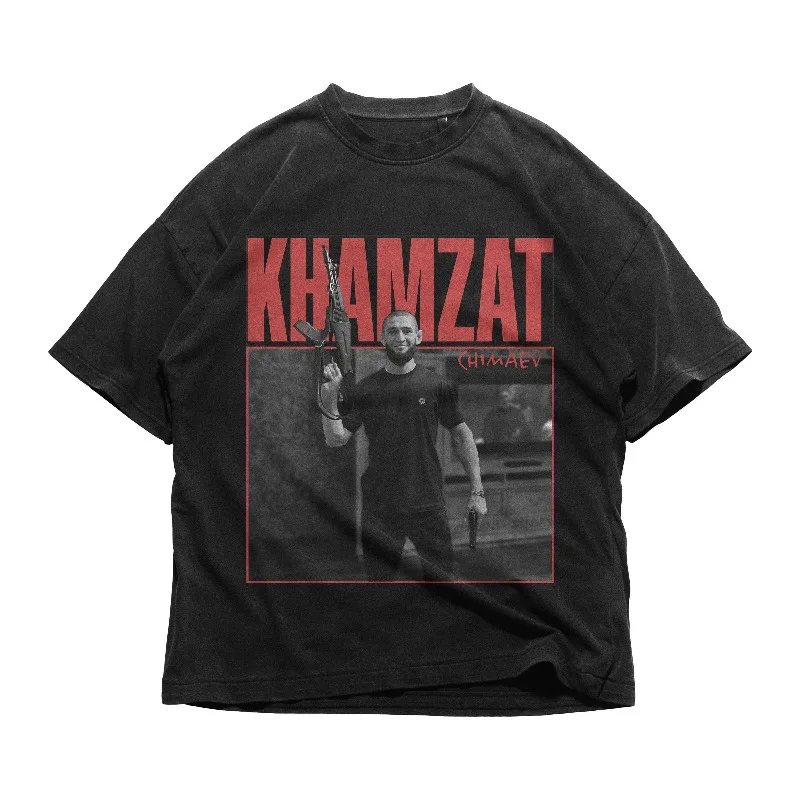 Khamzat Chimaev خمر 90s المحملة مختلط فنون الدفاع عن النفس للجنسين تي شيرت الرجال والنساء نفس الجولة الرقبة القطن تي شيرت