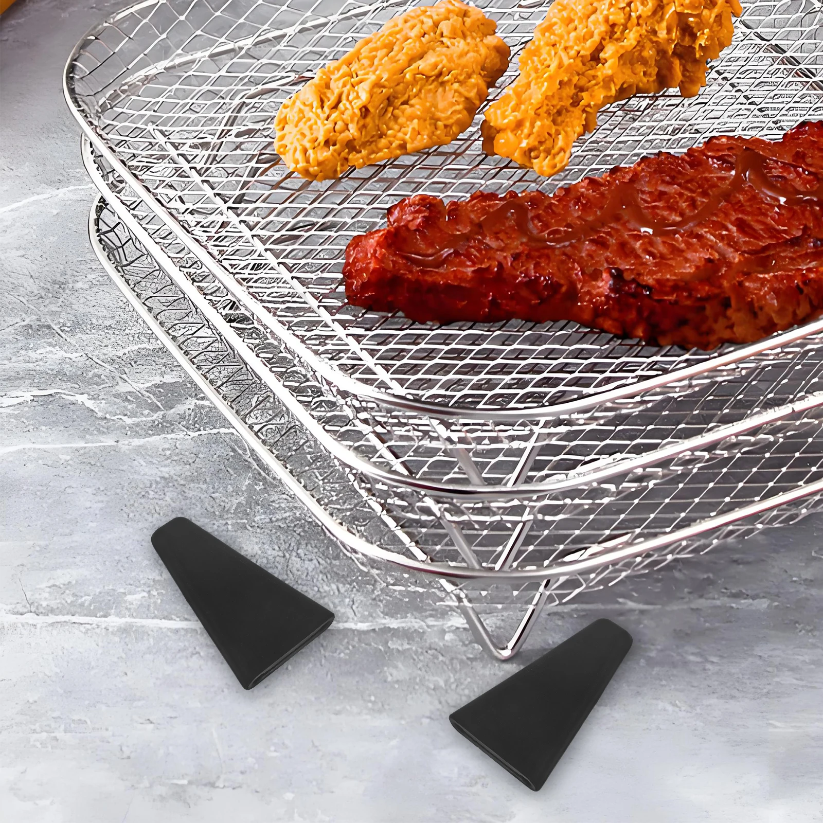 

8 Pcs Silicone Angle Buffer Pad Air Fryer Rack Feet Parts Oven Tabs Tray Bumpers Silica Gel Basket Protective