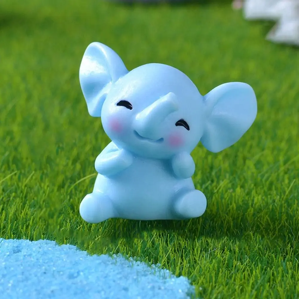 Creative Cute Elephant Ornaments DIY Cartoon Resin Animal Model 3D Elephant Micro Landscape Garden Supplies
