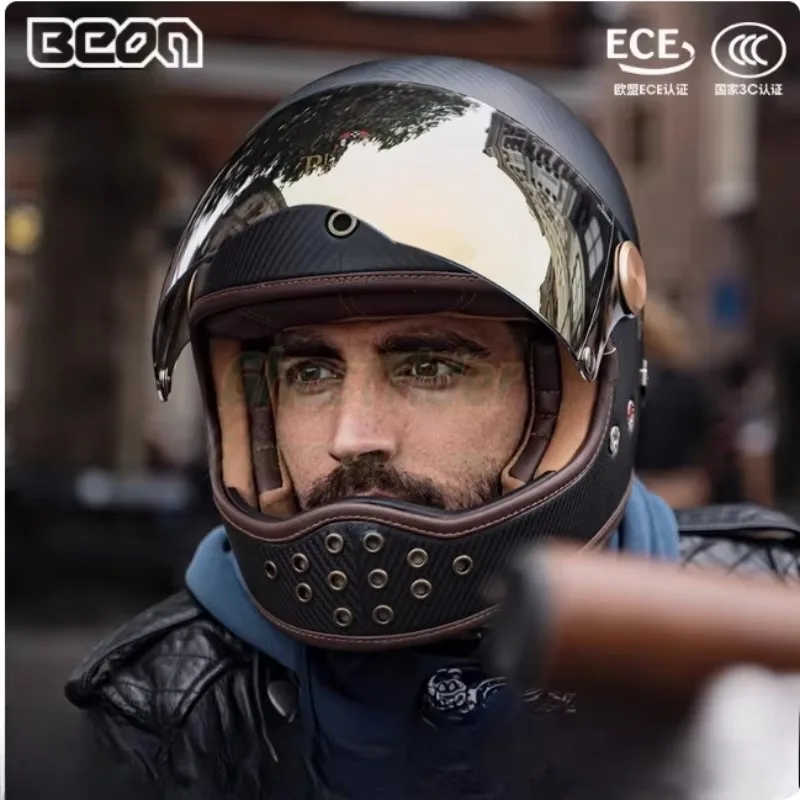 EON Classic Retro Motorcycle Helmet Men Women Cafe Racer Helmets Fiberglass Casco Moto Lightweight Casco Vintage Cruise Moto