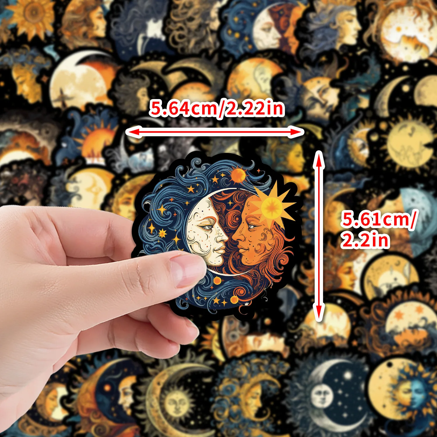 10/30/50PCS สีดําด้านล่าง Sun และ Moon Goddess Series สติกเกอร์ DIY โทรศัพท์แล็ปท็อปสเก็ตบอร์ด Graffiti Decals สนุกสําหรับของขวัญ