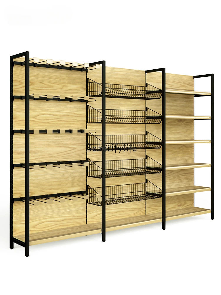 Hook Rack Cold Rolled Steel (CRS) Transfer Wood Grain Color Multifunctional Display Storage Rack