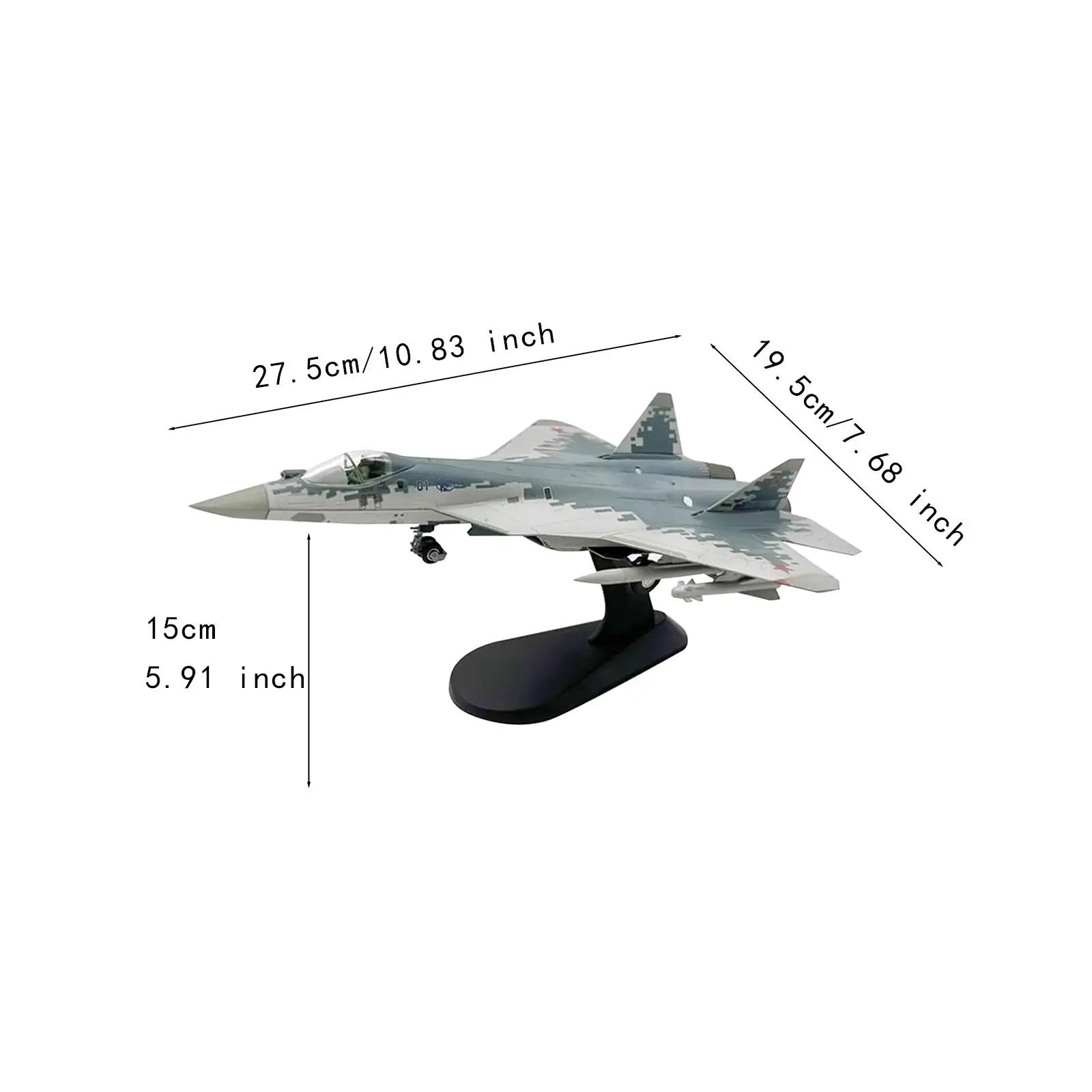 1:72 SU-57 Diecast Fighter Model samolotu myśliwskiego z podstawą ekspozycyjną do biura, sypialni, salonu, kawiarni, dekoracji stołu