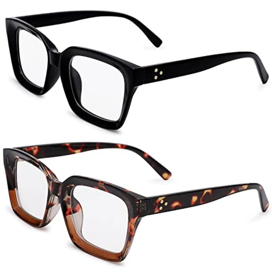 COON Classic Non-prescrt Clear Lens Eyeglasses Women Tick Square Frame Eyewear