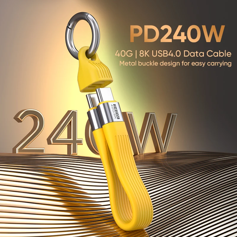 PD 240W Short USB C Cable,USB 4.0 Type C Cord,40Gbps Data Transfer,8K 60Hz Video Display,for iPhone 17,Samsung Galaxy,Power Bank