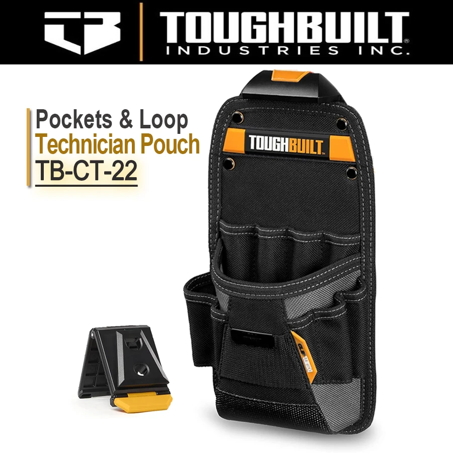 ToughBuilt TB-CT-22 Technician Pouch with ClipTech 11 Pockets and Loops Adjustable Holster, Snug-fit Screwdriver Loops