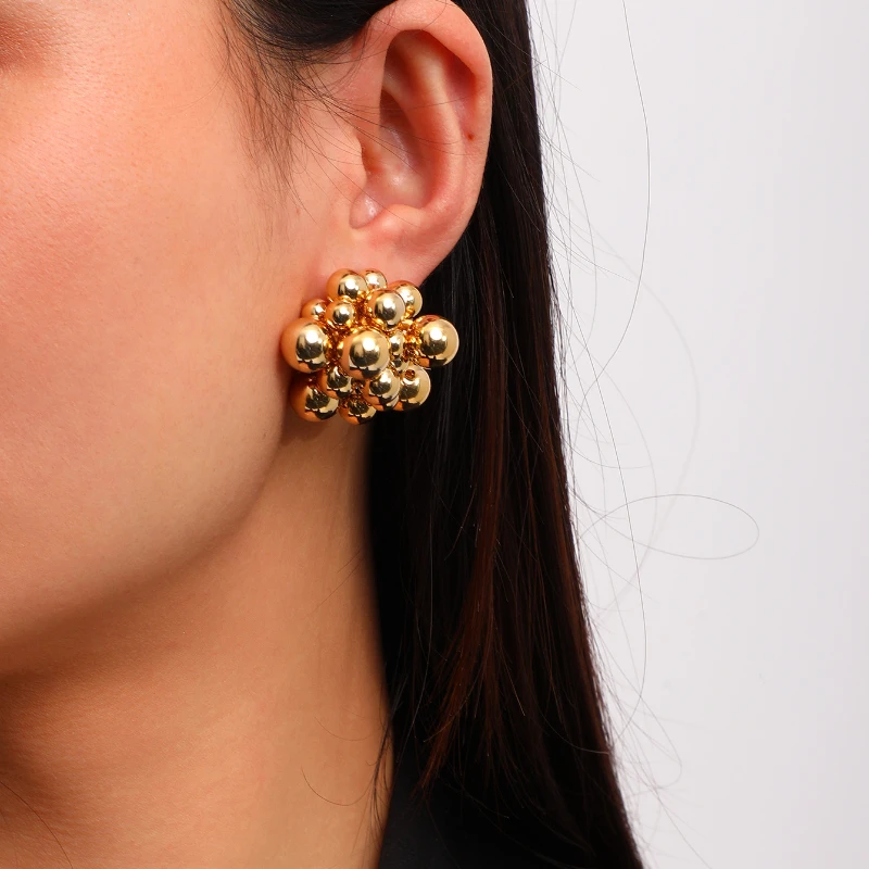 Fashion Jewelry Popular Design Balls Grape String Beads Stud Earrings For Women Girl Fine Accessories Gifts Hot Sale