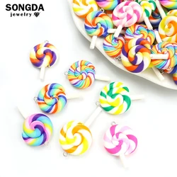 Multi-color Spiral Lollipop Resin Charms Kawaii Candy Pendants for DIY Making Girl Cute Jewelry Necklace Keyring Bracelet Crafts