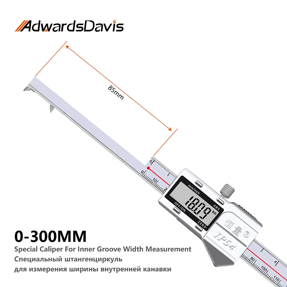 Metric Imperial High Precision Inner Groove Width Digital Display Caliper 150mm 300mm 4CR13 Stainless Steel Measuring Tools