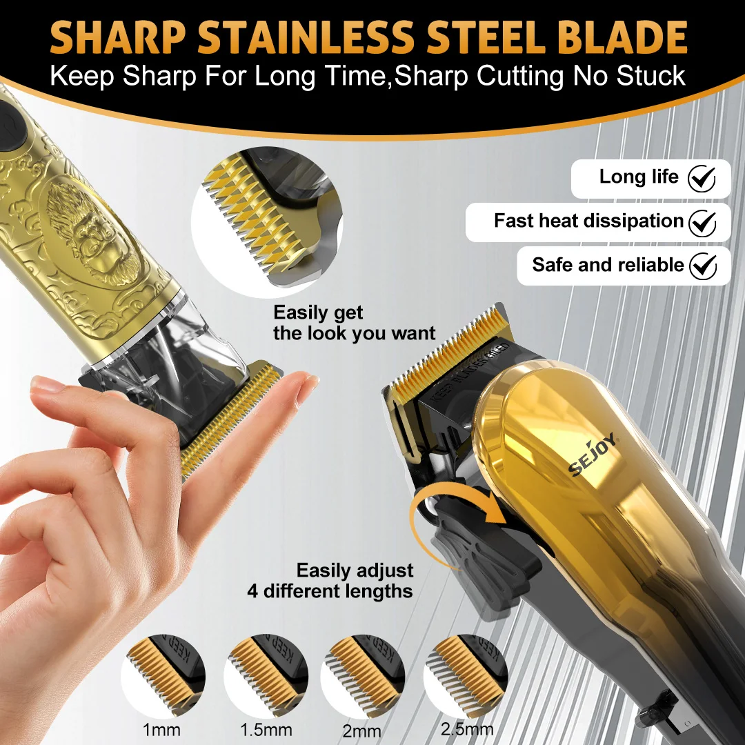 مجموعة ماكينة قص الشعر للرجال، مجموعة ماكينات قص وتشذيب احترافية، ماكينة تشذيب شعر اللحية اللاسلكية، ماكينة حلاقة، قابلة لإعادة الشحن