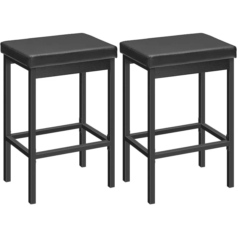 

Bar Stools, Set of 2 Bar Chairs, 24.8-Inch Height Stools, Breakfast Bar Stools, Kitchen Chairs, 2" Thick Upholstery