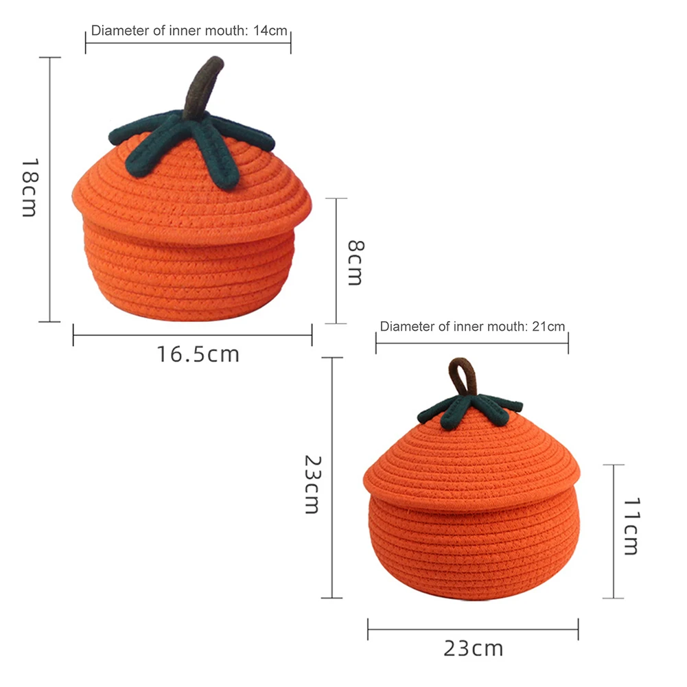 Cesta de Calabaza Tejida para Halloween con Tapa, Cesta de Almacenamiento Multifuncional, Linda Cesta Decorativa con Forma de Calabaza para Dulces y Bocadillos