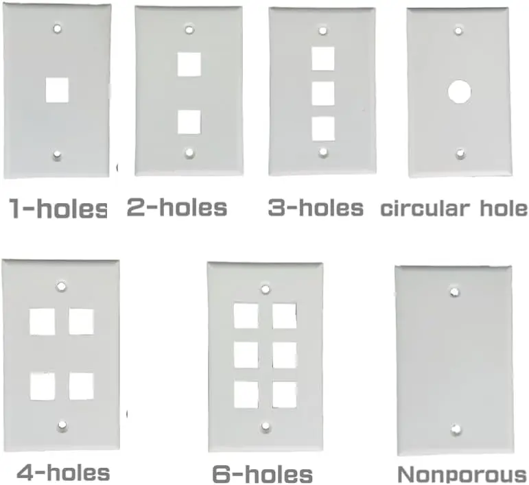 Single Set Painel de Parede com Buraco Circular, Painel Keystone, Modular Inserido, Branco, 10 Pcs, 1 Port