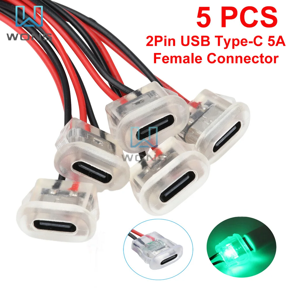 �y�Z�[�����z2�s��USB Type-C 5A���͏[�d�\�P�b�g LED���C�g�v���[�g�t�� �h��USB-C�d���|�[�g 24AWG���[�h�� ���X�R�l�N�^