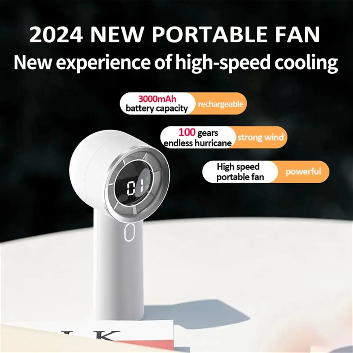 Lovely！ New Handheld High-Speed Fan Cooler Usb Charging Ultra-Long Battery Life Strong Wind Portable High-Speed Small Fan Blue