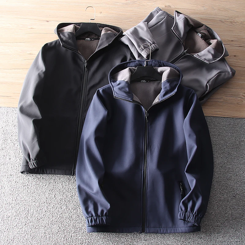 

Мужская ветрозащитная теплая куртка для активного отдыха с флисовой подкладкой, двухслойная, из софтшелла, осенне-зимняя верхняя одежда