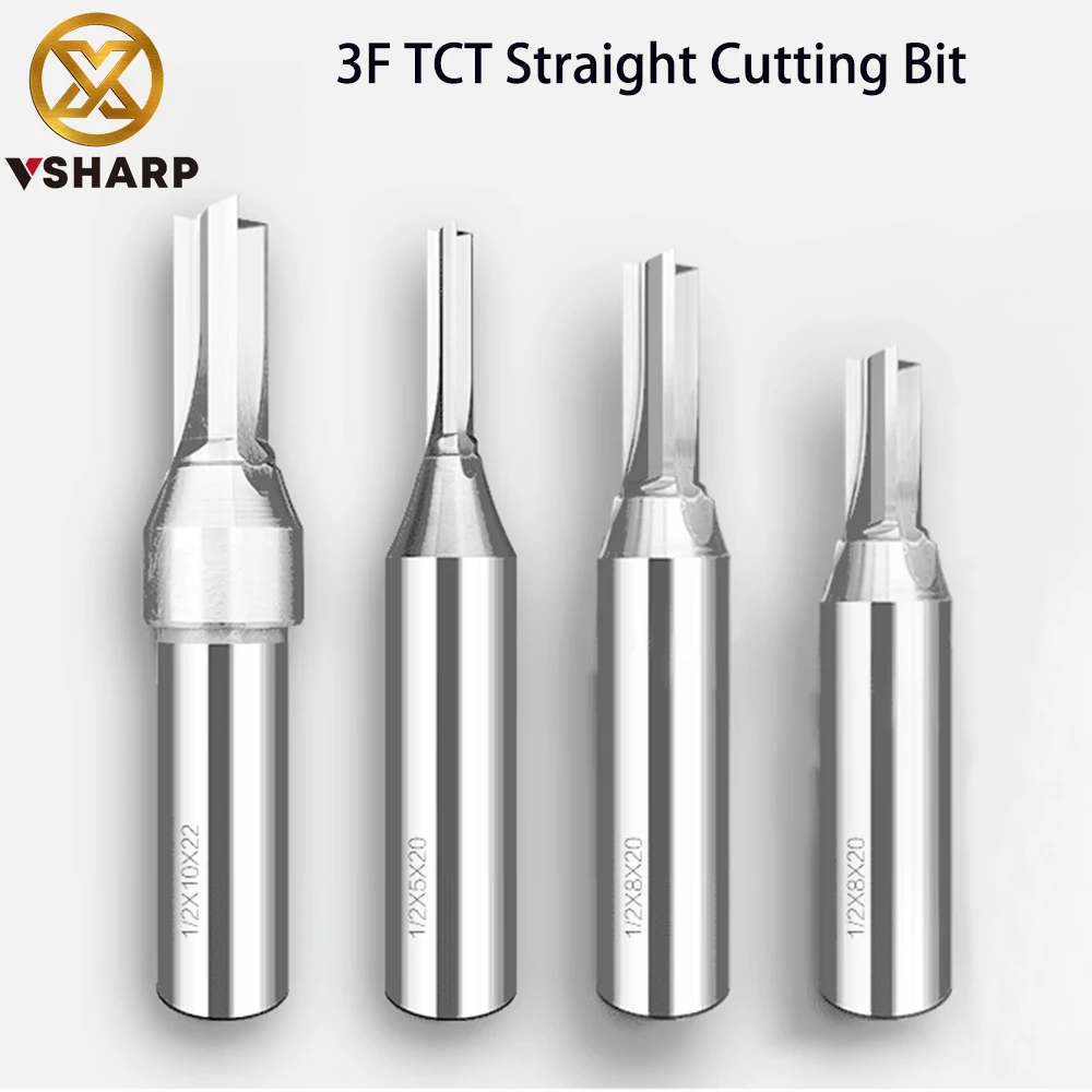 Vsharp Flautas Multifunções Tct Bit Reto Rápido Entalho Corte Carboneto Liga Carpintaria Roteador Bit para Madeira Mdf