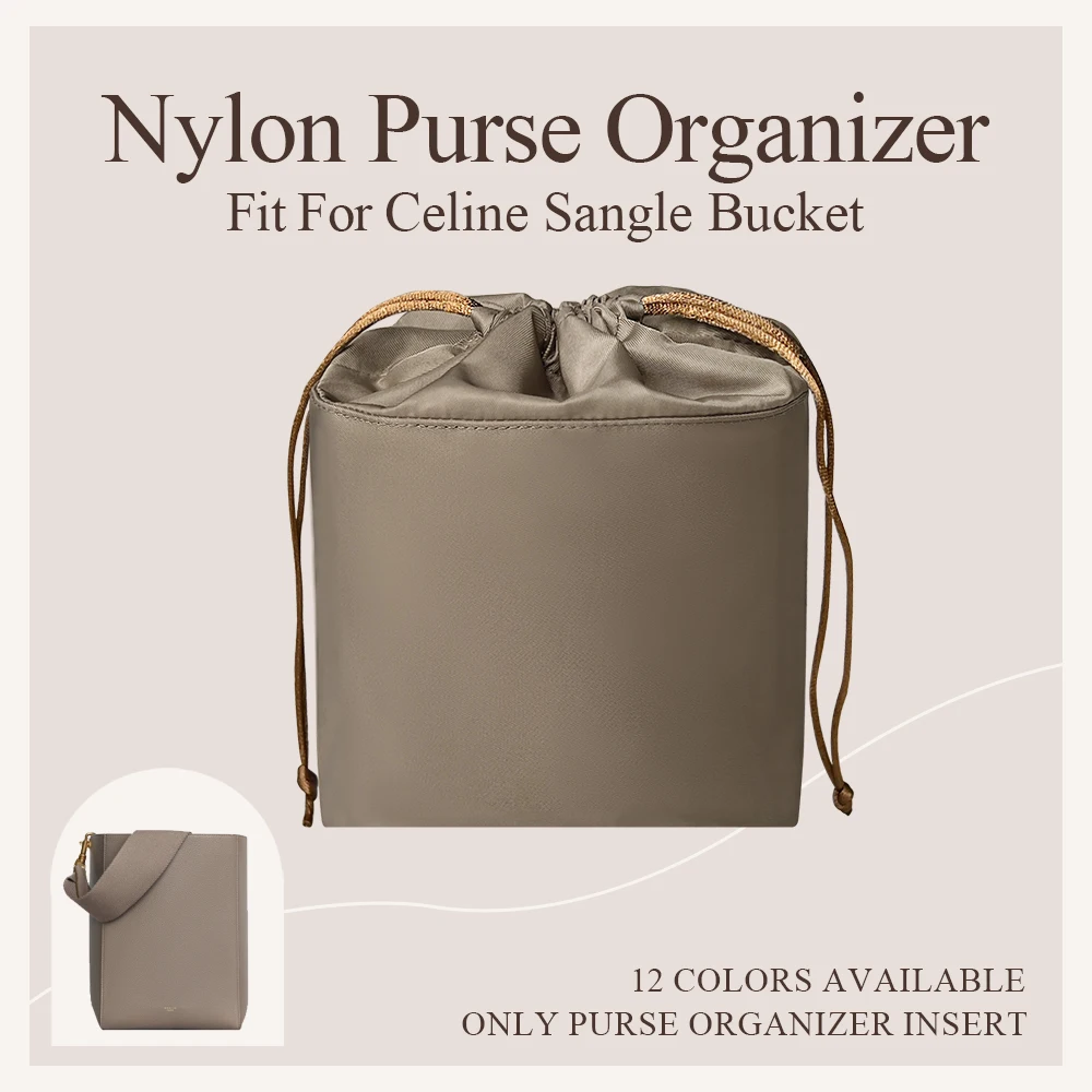 

Nylon Purse Organizer Insert Fit for Celine Sangle Bucket Bag Drawstring Inside Storage Bag Durable Inner Liner Bag In Bag