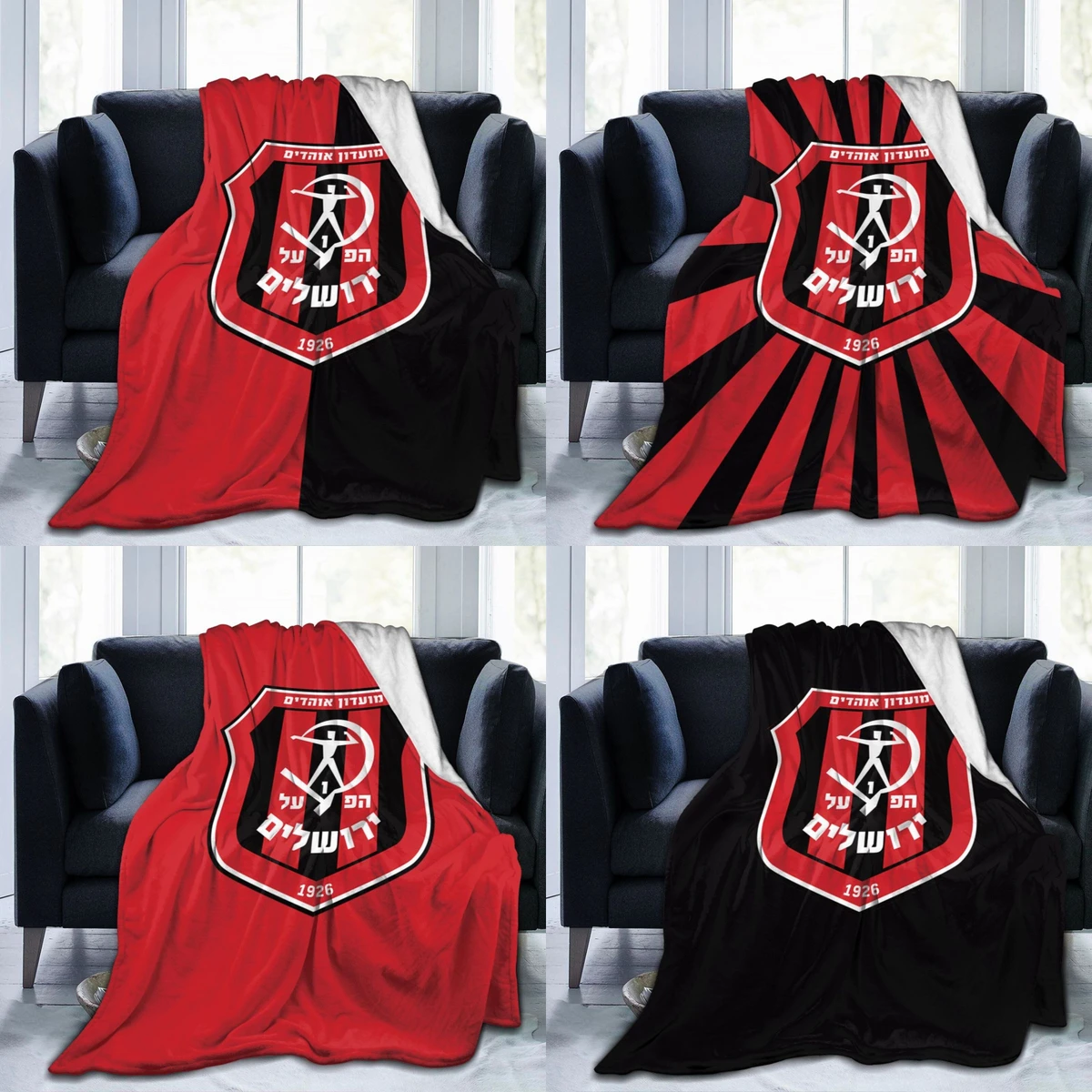 Hapoel Jerusalem FC Flannel Throw Blanket Warm Bed Blanket for Travelling Camping Living Room Sofa Bedroom Decor Gifts