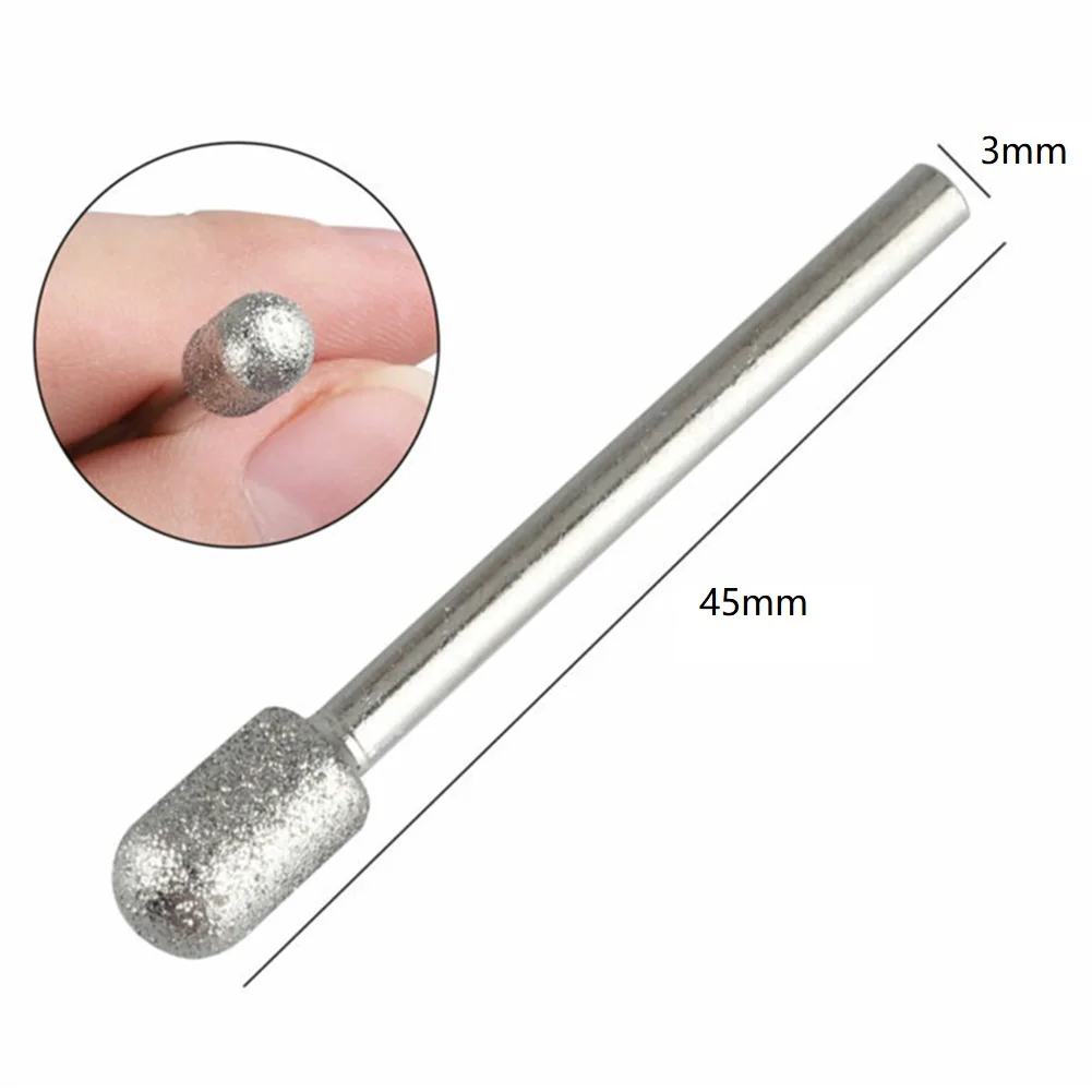 20pcs 3mm Diamond Grinding Heads Shank Burr Drill Bits Set 120 Grit Mounted Point Polishing Glass Stone Jade Engraving Accessory