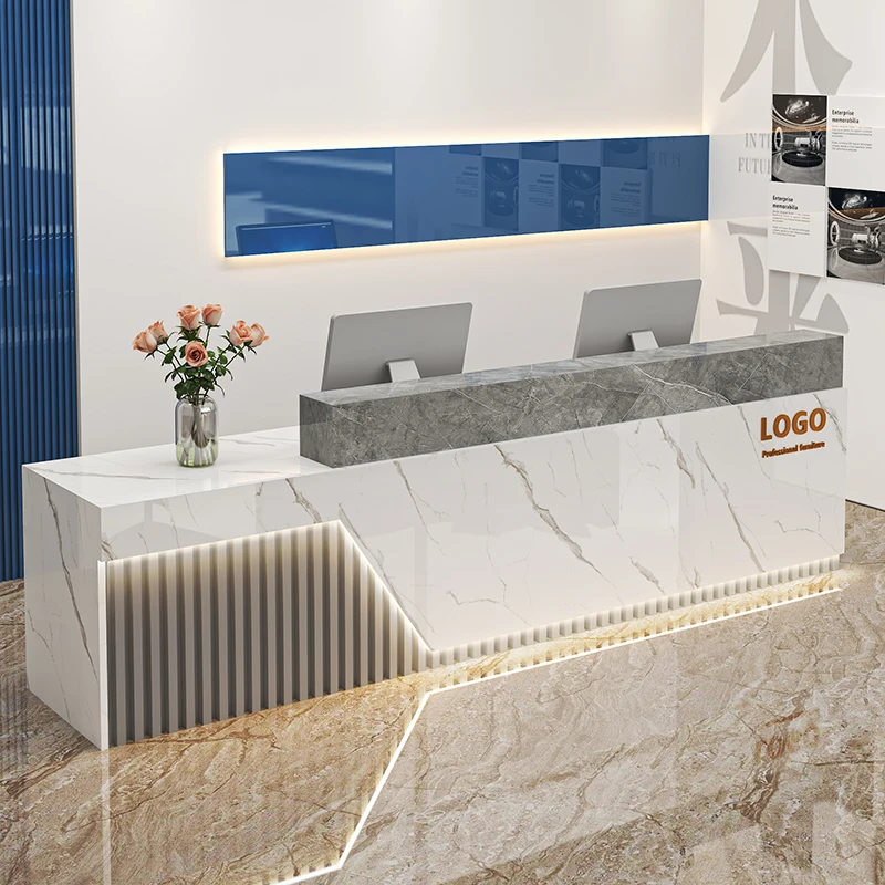 

Wood Orange Reception Desks Checkout Boutique Drawers Corner Reception Desks Luxury Modern Recepcion Mostrador Office Furniture