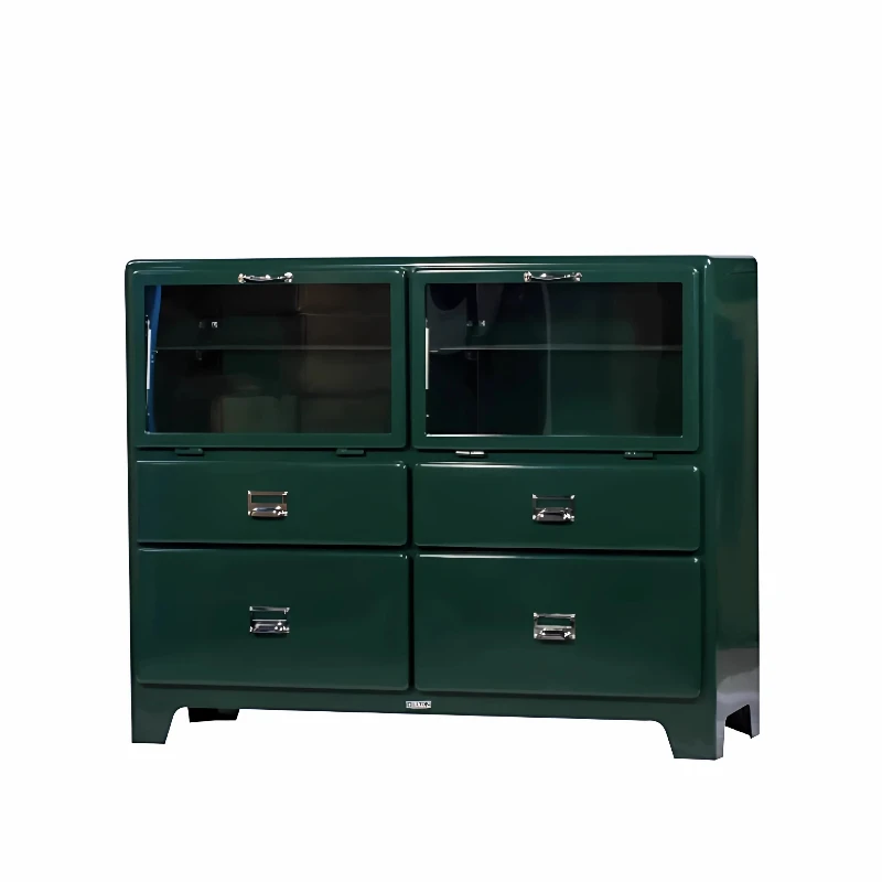 

Double-door wine cabinet, side cabinet, storage and finishing glass cabinet, industrial style BR-025
