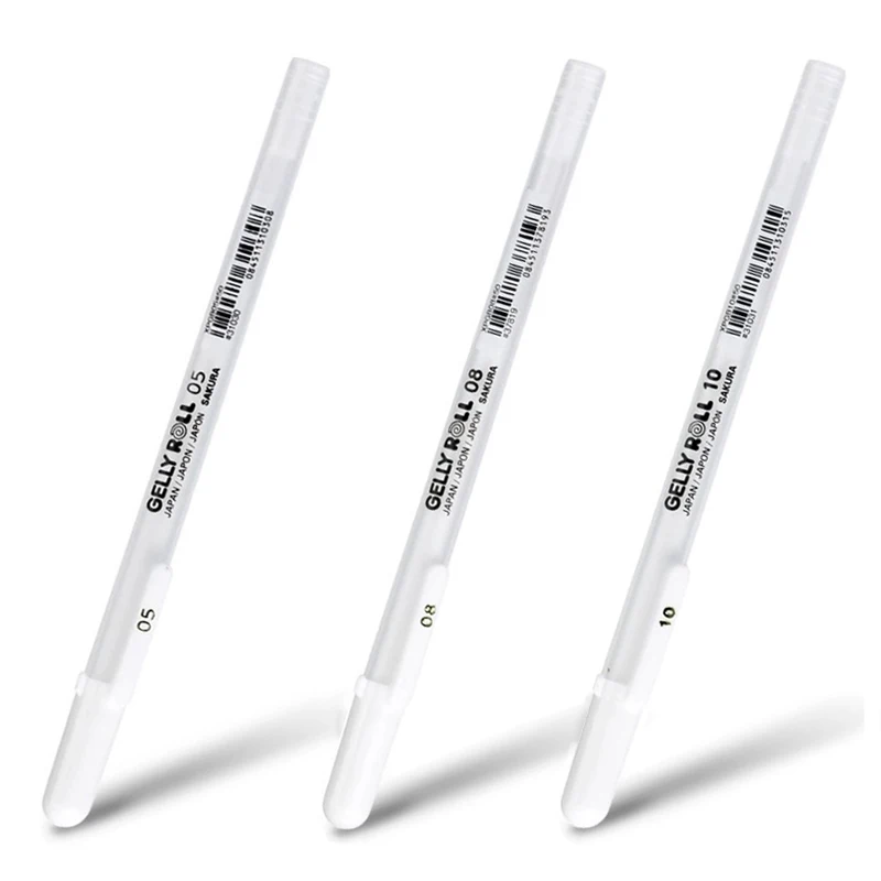 0,3/0,4/0,5 mm weißer Gelstift, hoher Lichtmarkierungsstift, schwarzer Karton, Kunst-Malstift, weiße Linie, Stifte, glattes Schreiben – Detail 3