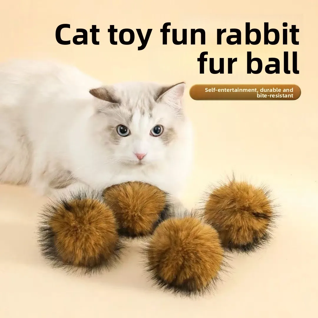 1-40PCS Self Play Cat Toy Large Silent Wool Ball Boredom Relief Interactive Teasing Stick Grinding Teeth Bite Ball for Cats